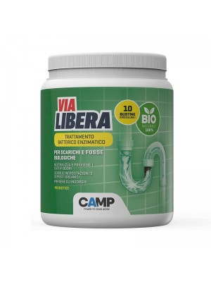 Camp Via Libera Bio In Bustine Idrosolubili, Trattamento Batterico Enzimatico Per Scarichi E Fosse Biologiche, 10 Bustine - 500 gr